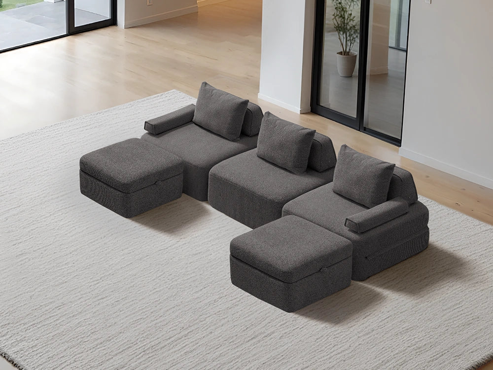 Cushie Modular 3-Seater U-Shaped Chaise (3.05m) - Charcoal