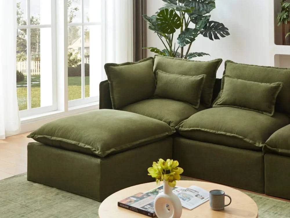 Lifely Modular 4 Seater Corner Ottoman - Olive Green