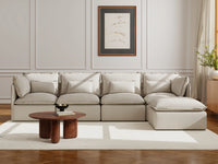 Lifely Modular 4 Seater Sofa Ottoman - Linen Beige