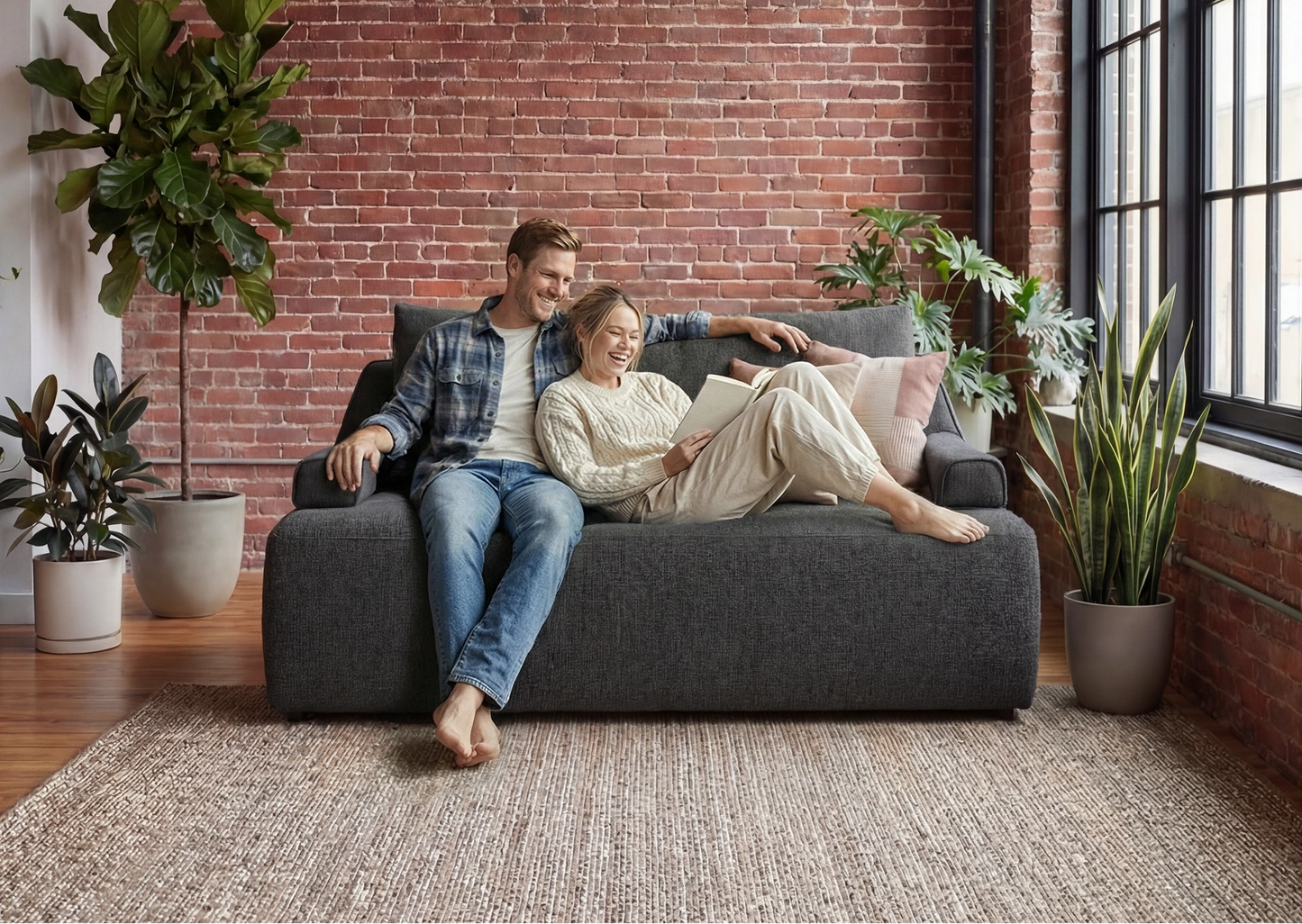 Cushie Modular 2-Seater Double (1.37m) - Charcoal