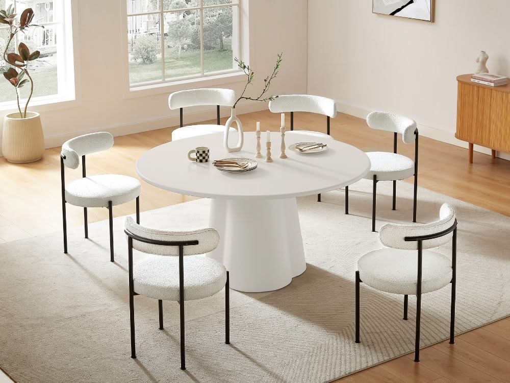Sorrento dining table white set of amber chair white – Lifely