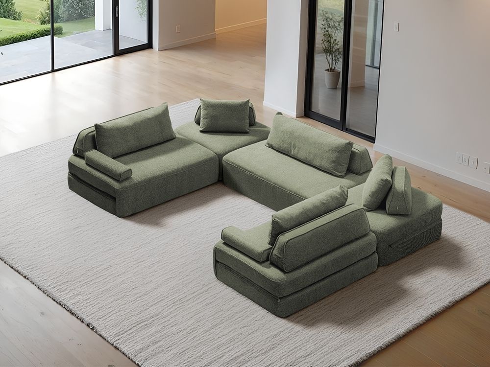 Cushie Modular 8-Seater U-Shaped Chaise (3.56m) - Sage