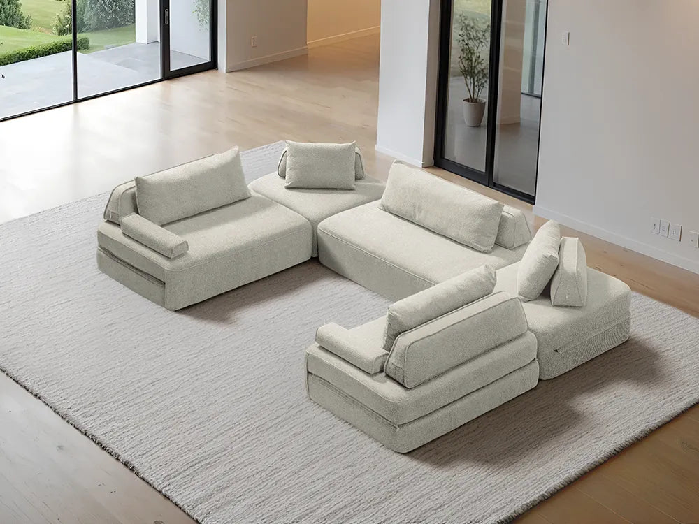 Cushie Modular 6-Seater U-Shaped Chaise (3.57m) - Cream