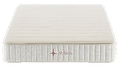 White mattress with decorative stitching and a brand logo on a white background