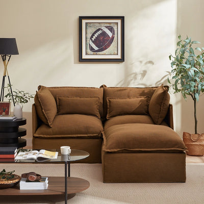 2 Seater / Sofa + Ottoman / Brownzite Brown