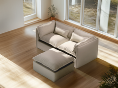 2 Seater / Sofa + Ottoman / Linen Beige