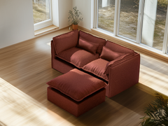 2 Seater / Sofa + Ottoman / Rust