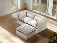 2 Seater / Sofa + Ottoman / White Boucle