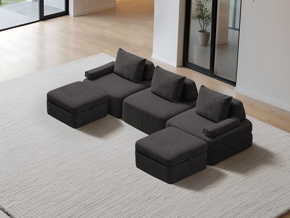 Cushie Modular 3-Seater U-Shaped Chaise (3.05m) - Charcoal