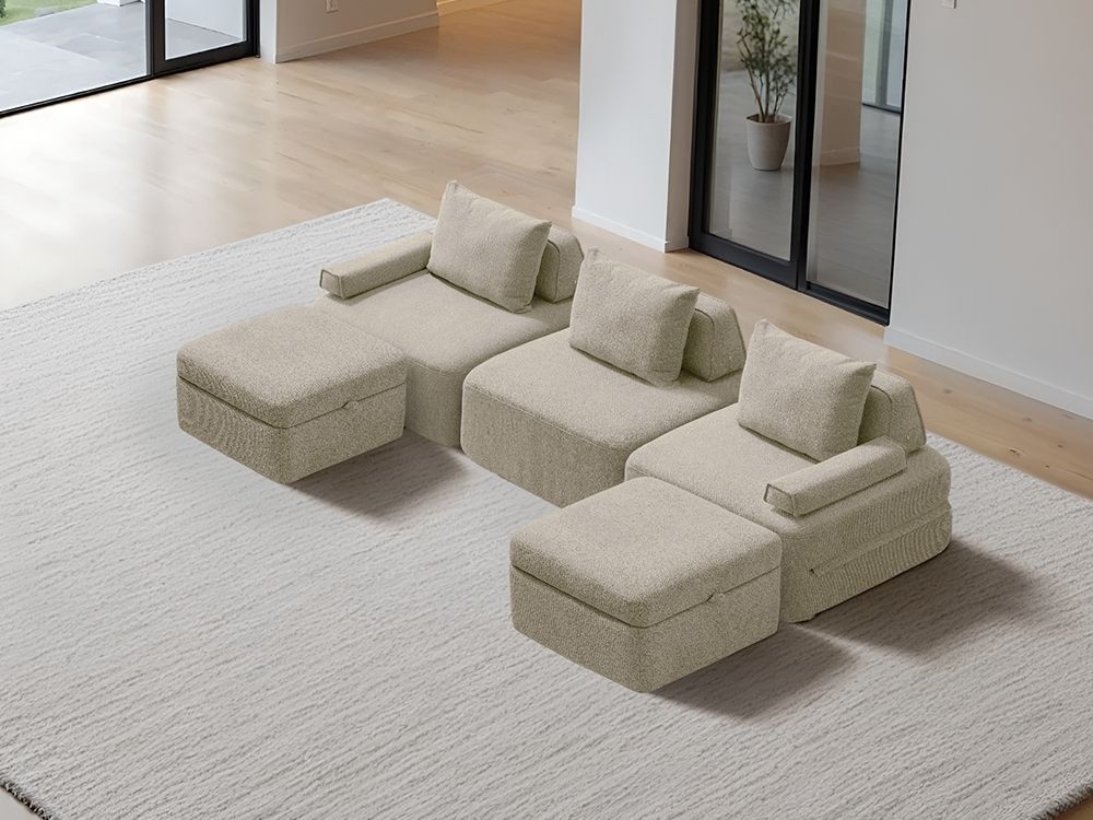 Cushie Modular 3-Seater U-Shaped Chaise (3.05m) - Cream