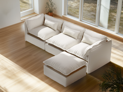 3 Seater / Sofa + Ottoman / White Boucle