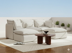3 Seater / U-Sectional / White Boucle