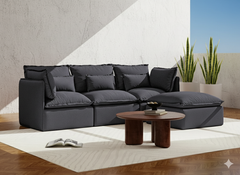 3 Seater / Sofa + Ottoman / Charcoal