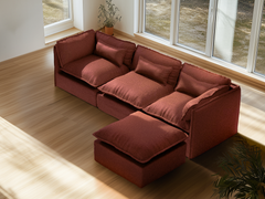 3 Seater / Sofa + Ottoman / Rust
