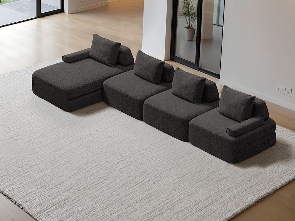 Cushie Modular 4-Seater Chaise (4.01m) - Charcoal