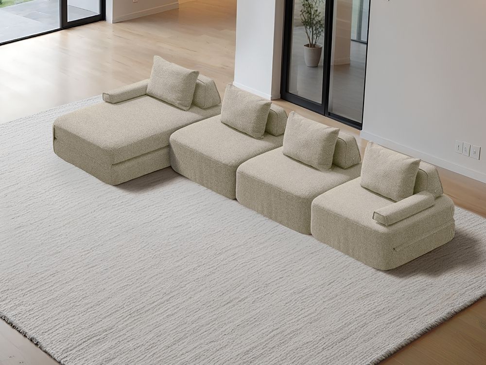Cushie Modular 4-Seater Chaise (4.01m) - Cream