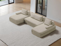 Cushie Modular 4-Seater U-Shaped Double Chaise (3.47m) - Cream