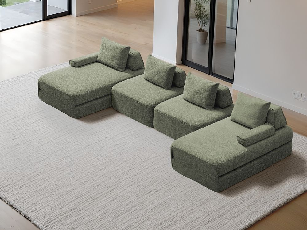 Cushie Modular 4-Seater U-Shaped Double Chaise (3.96m) - Sage