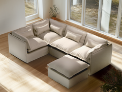 4 Seater / Corner + Ottoman / Linen Beige