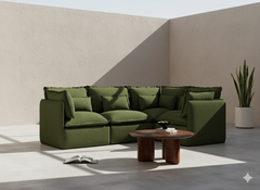 4 Seater / Corner / Olive Green