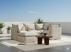 4 Seater / Corner + Ottoman / Linen Beige