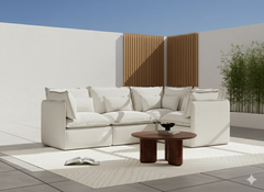 4 Seater / Corner / White Boucle
