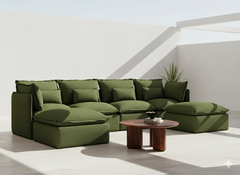 4 Seater / U-Sectional / Olive Green
