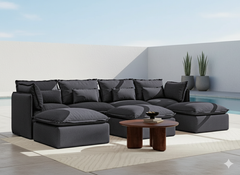 4 Seater / U-Sectional + Ottoman / Charcoal