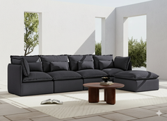 4 Seater / Sofa + Ottoman / Charcoal