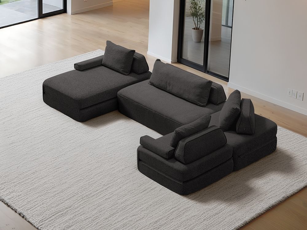 Cushie Modular 5-Seater U-Shaped Chaise (3.51m) - Charcoal