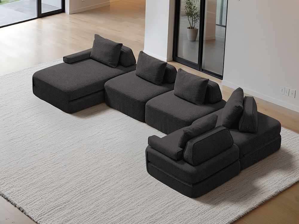 Cushie Modular 5-Seater U-Shaped Chaise (4.01m) - Charcoal