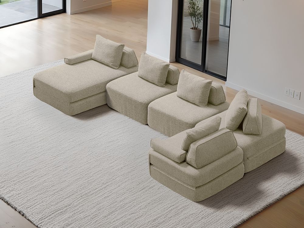 Cushie Modular 5-Seater U-Shaped Chaise (4.01m) - Cream