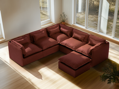 5 Seater / Corner + Ottoman / Rust