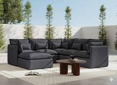 5 Seater / Corner + Ottoman / Charcoal