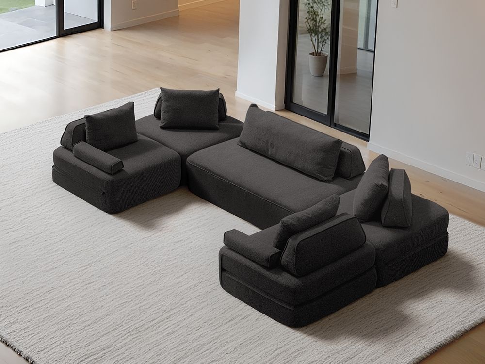 Cushie Modular 6-Seater U-Shaped Chaise (3.57m) - Charcoal