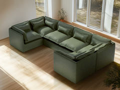 6 Seater / U-Sectional / Olive Green