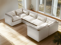 6 Seater / U-Sectional / White Boucle
