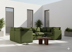 6 Seater / U-Sectional / Olive Green
