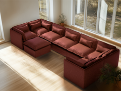 7 Seater / U-Sectional + Ottoman / Rust