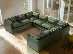 8 Seater / U-Sectional / Olive Green