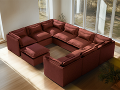 8 Seater / U-Sectional + Ottoman / Rust