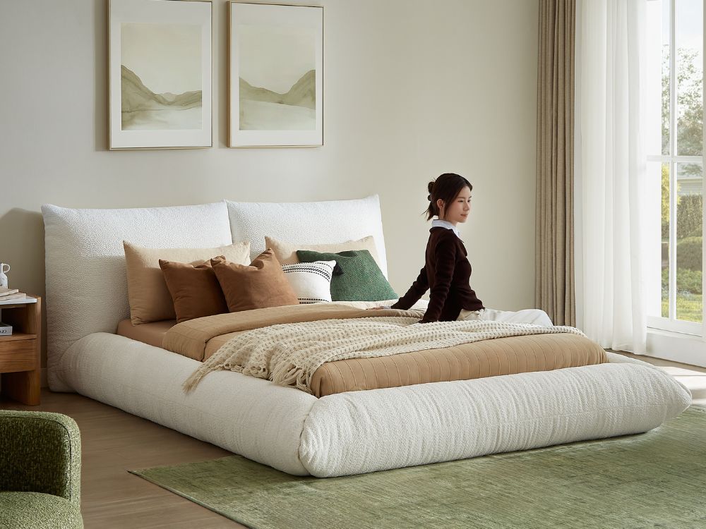 Alfie Performance Fabric Bed Frame - White