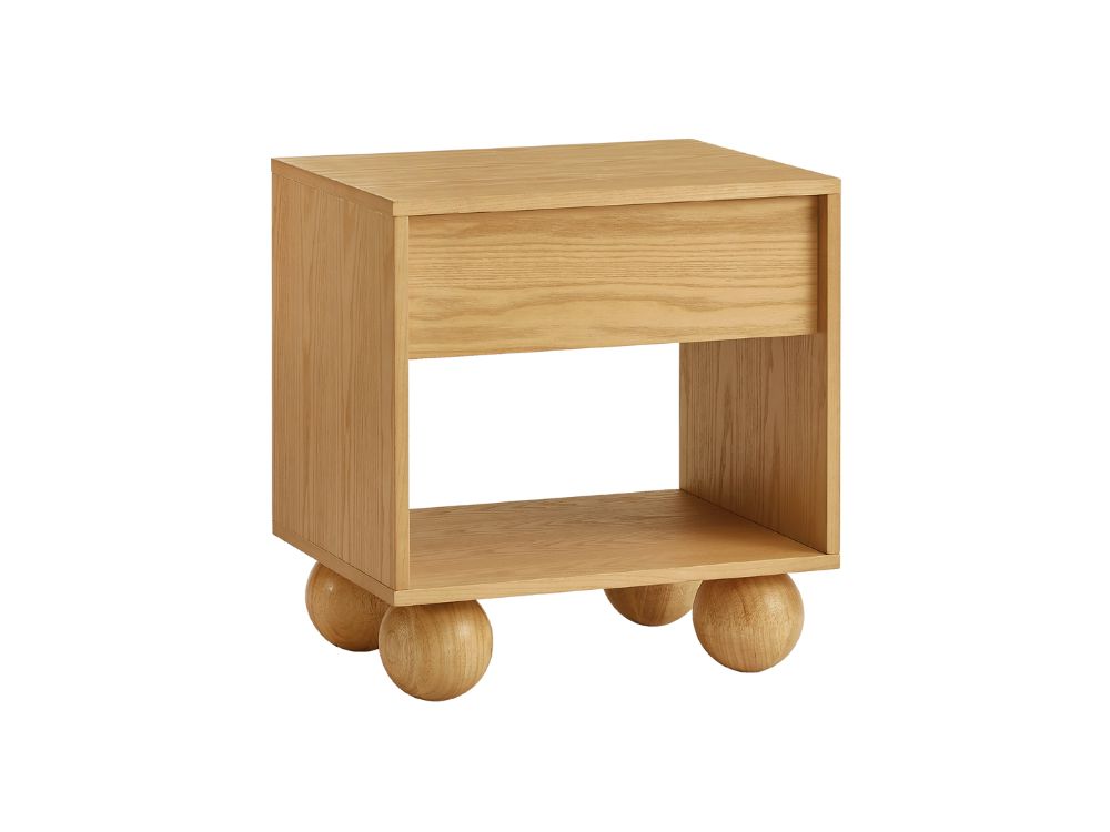 Ballico Timber Bed Base and Bedside Table Set