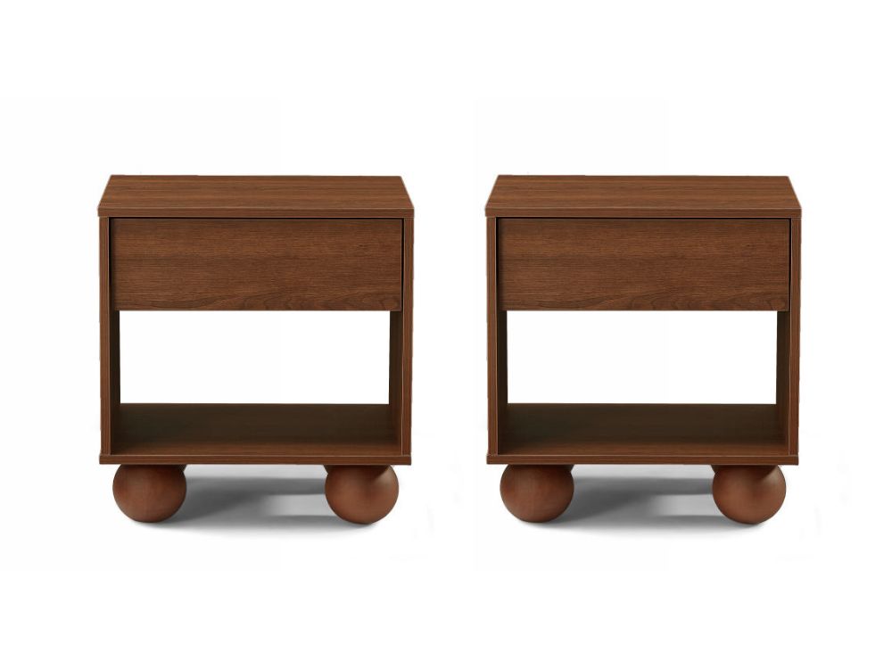 Ballico Set of 2 Bedside Table - Walnut