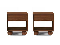 Ballico Set of 2 Bedside Table - Walnut