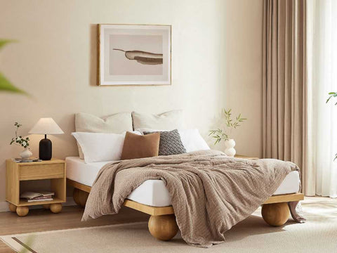 Ballico Timber Bed Base - Light Oak