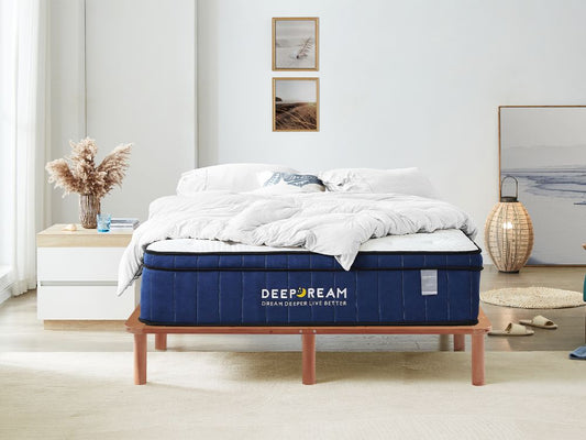 Cali Bed Base Walnut + Deep Dream Premium Mattress Combo