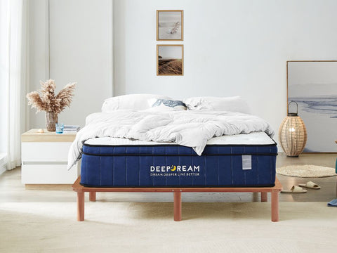 Cali Bed Base Premium Mattress combo - Walnut