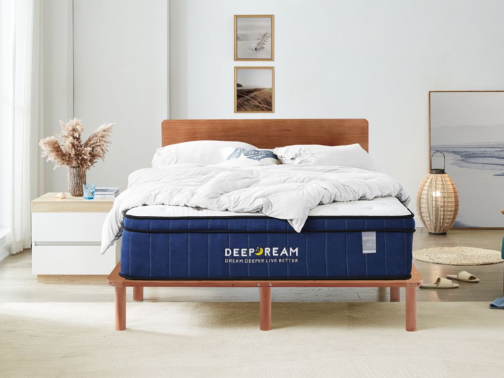 Cali Bed Frame Walnut + Deep Dream Premium Mattress Combo