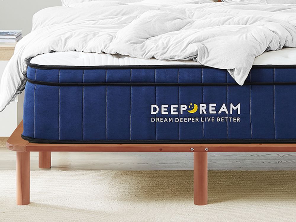 Cali Bed Frame Walnut + Deep Dream Premium Mattress Combo